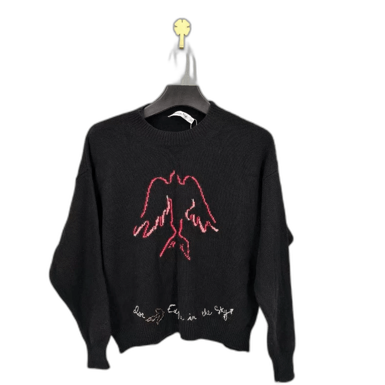 Dior Dior Black Wool Sweater with Embroidery-yf Size US M / EU 48-50 / 2 - 1 Thumbnail