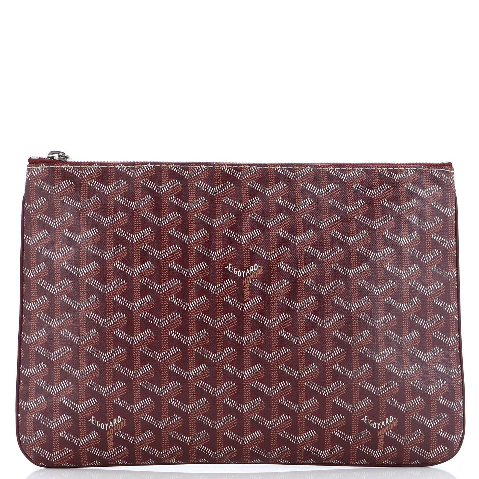 image of Goyard Senat Zip Pouch Coated Canvas Mm in Red, Women's