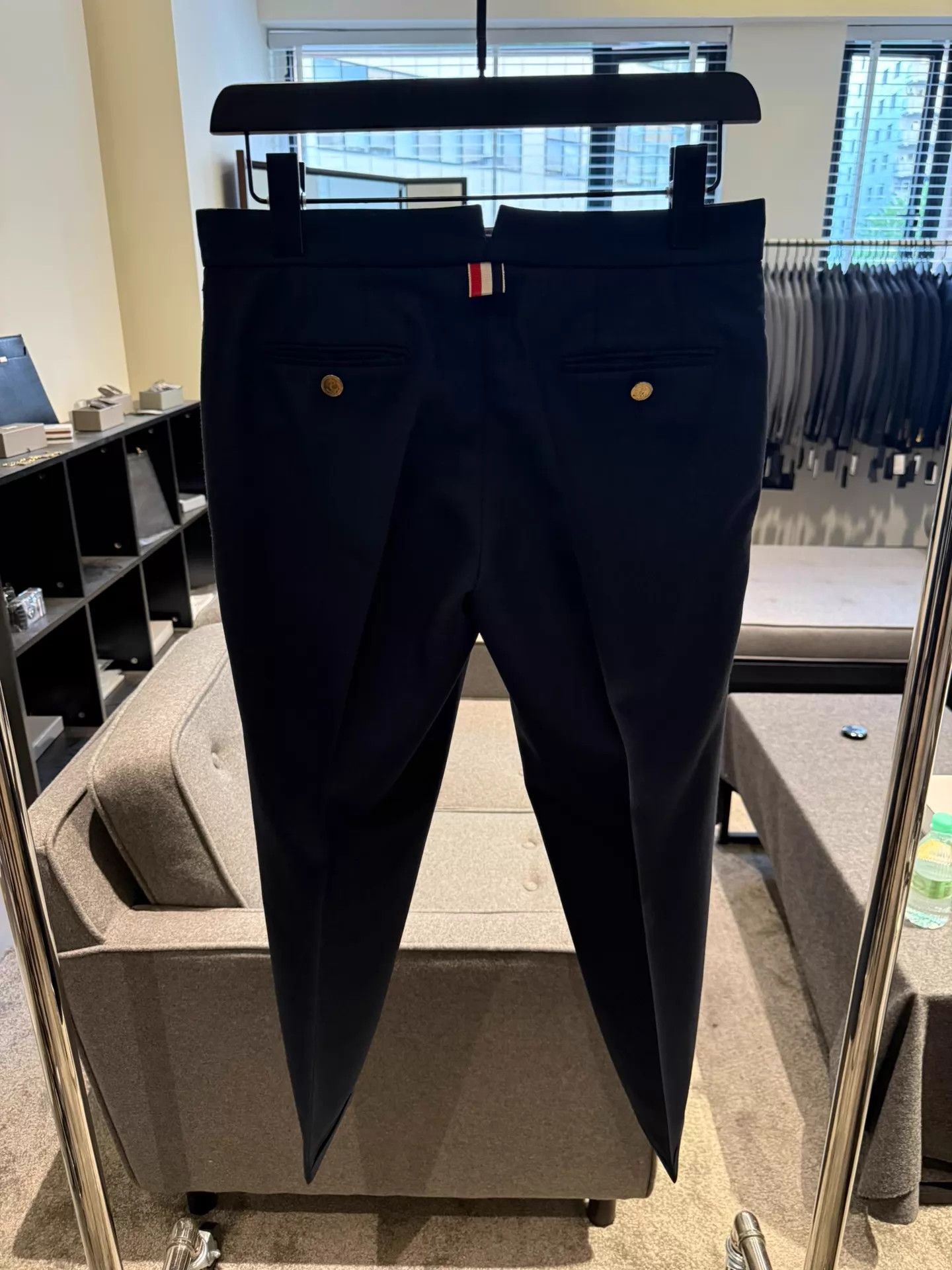 Thom Browne Thom Browne Women's Navy Wool Trousers Gold Buttons 38 Size 26" / US 2 / IT 38 - 2 Thumbnail