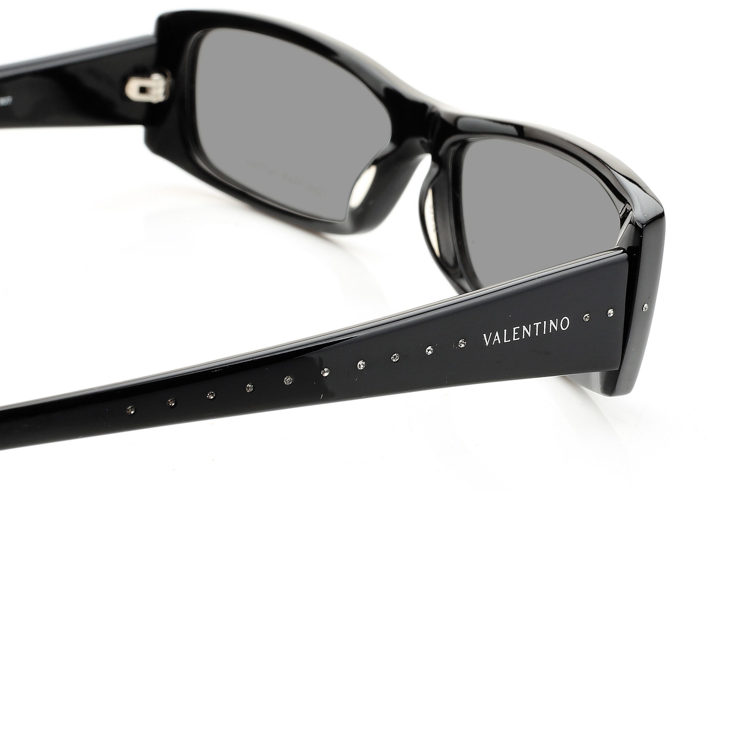Valentino '00s Black Crystals Plastic Flat Sunglasses