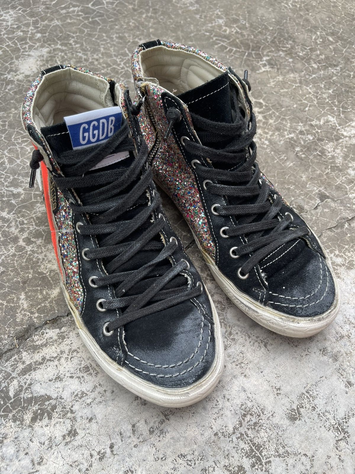 image of Golden Goose Slide Hi Top Glitter Sneakers Italy 38, Women's