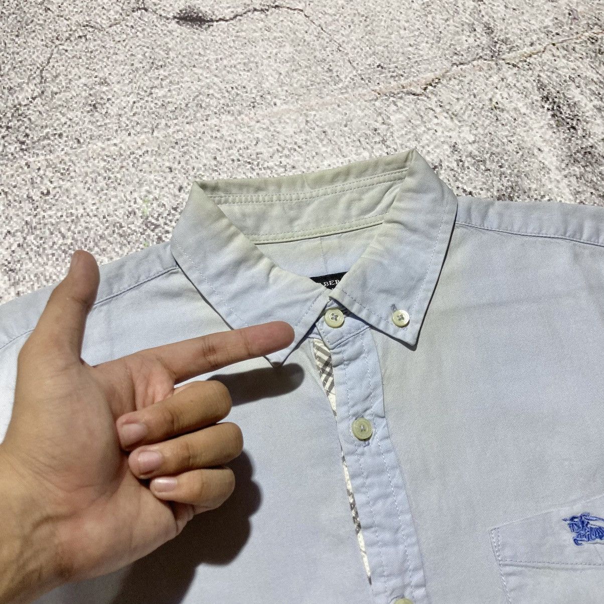 Burberry Vintage Burberry Black Label Pocket Logo Shirt Blue Luxury Size US M / EU 48-50 / 2 - 8 Thumbnail