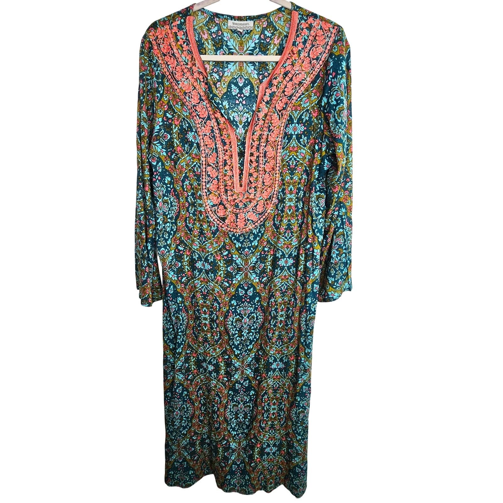 Market World Market Women Boho Maxi Longline Side Split Tunic Top Size ONE SIZE - 1 Thumbnail