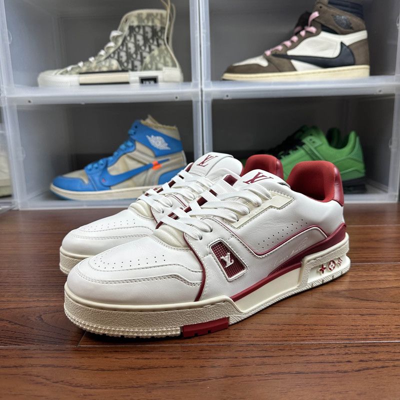 Louis Vuitton Louis Vuitton Red and White Trainer Fashion Sneakers 0079 Size US 9 / EU 42 - 1 Thumbnail
