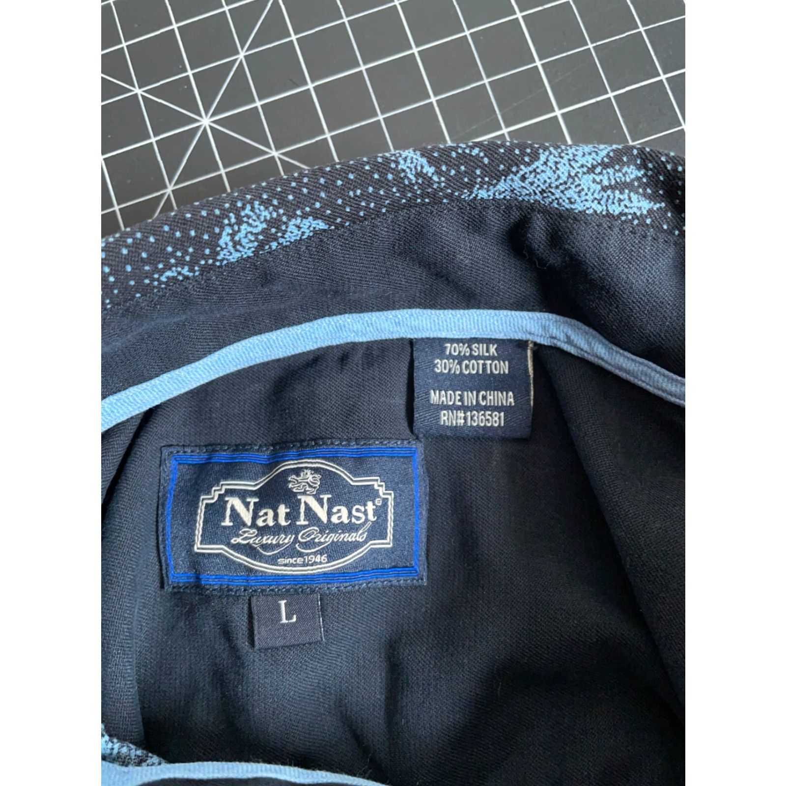Nat Nast VINTAGE Nat Nast Palm Tree Shirt Adult Large Black Blue Geometric Hawaiian 90s Mens Shirt Size US L / EU 52-54 / 3 - 4 Thumbnail