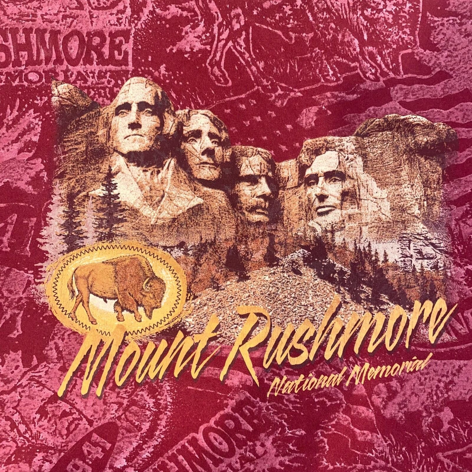 Jerzees Y2K Mount Rushmore National Memorial Maroon All Over Print T Size US L / EU 52-54 / 3 - 2 Thumbnail