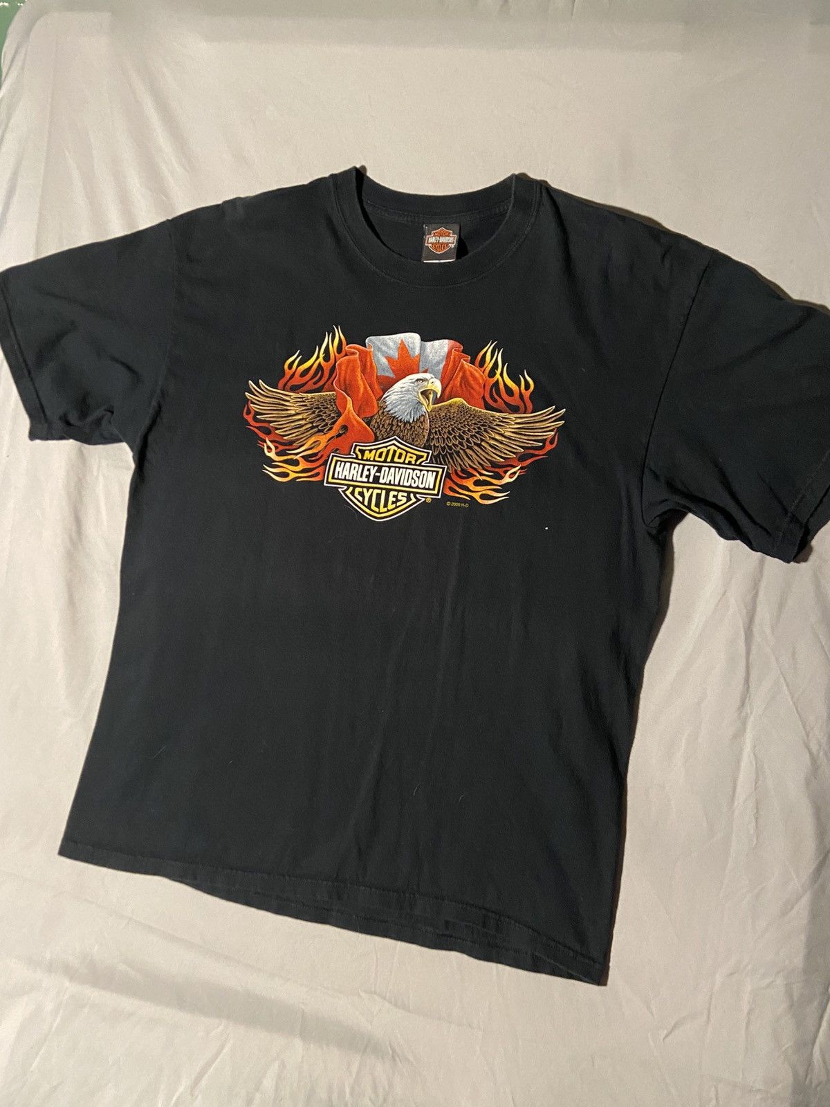 Harley Davidson Vintage Y2K Harley Davidson Flame Eagle T Shirt Size US L / EU 52-54 / 3 - 1 Thumbnail