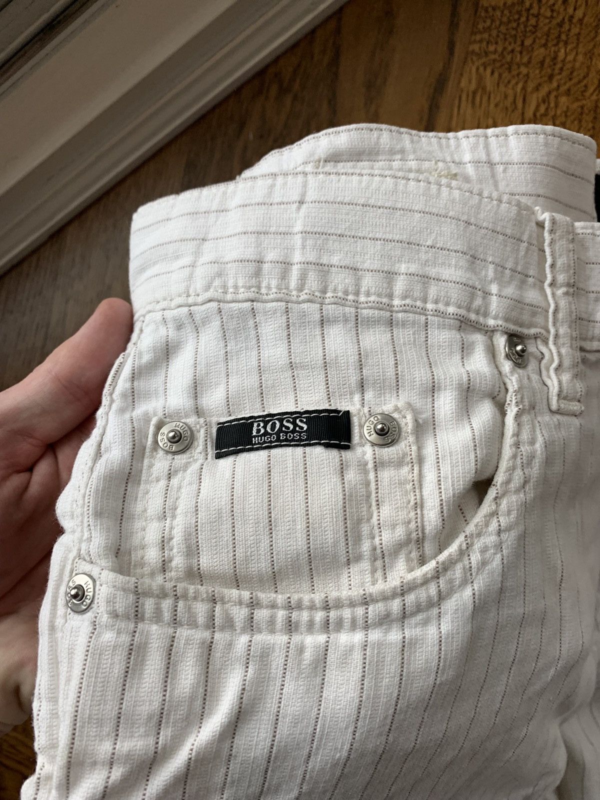Hugo Vintage Hugo Boss Pants Pinstripe Pants White Jeans Jacksons Size US 34 / EU 50 - 4 Thumbnail