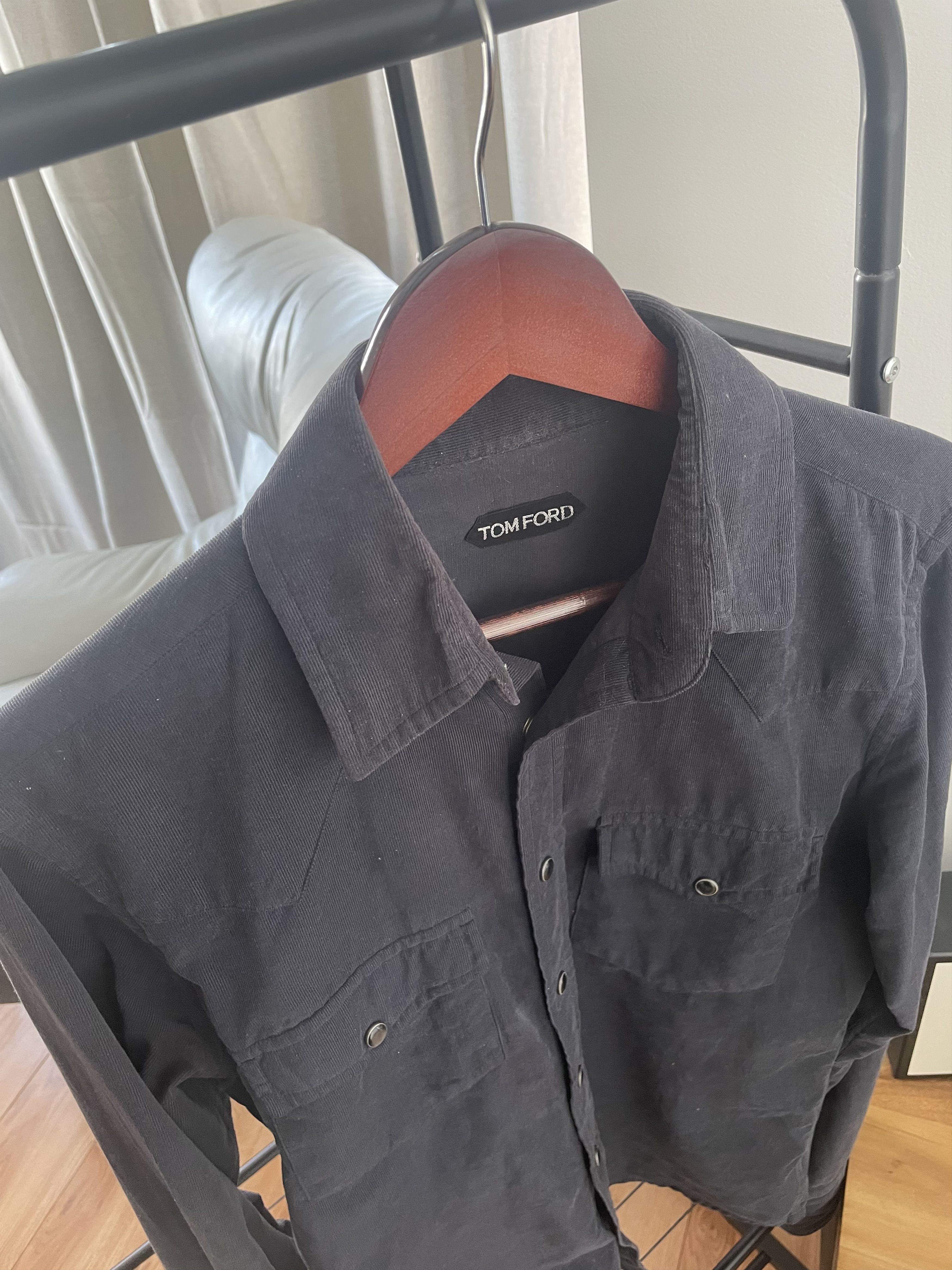 Tom Ford Tom Ford Velour Western shirt Navy blue size medium Size M / US 6-8 / IT 42-44 - 2 Thumbnail