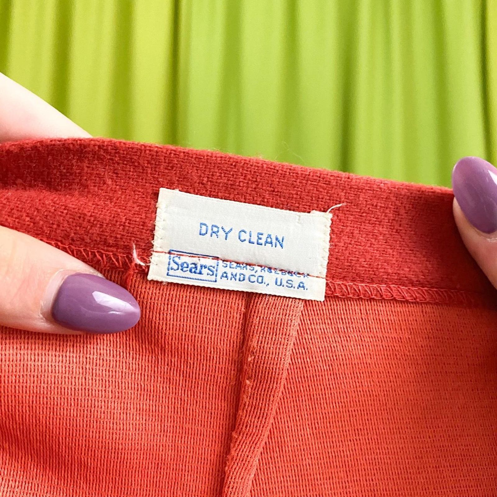 Sears 70s Vintage Burnt Orange Pleated Midi Skirt Size 31" - 4 Thumbnail