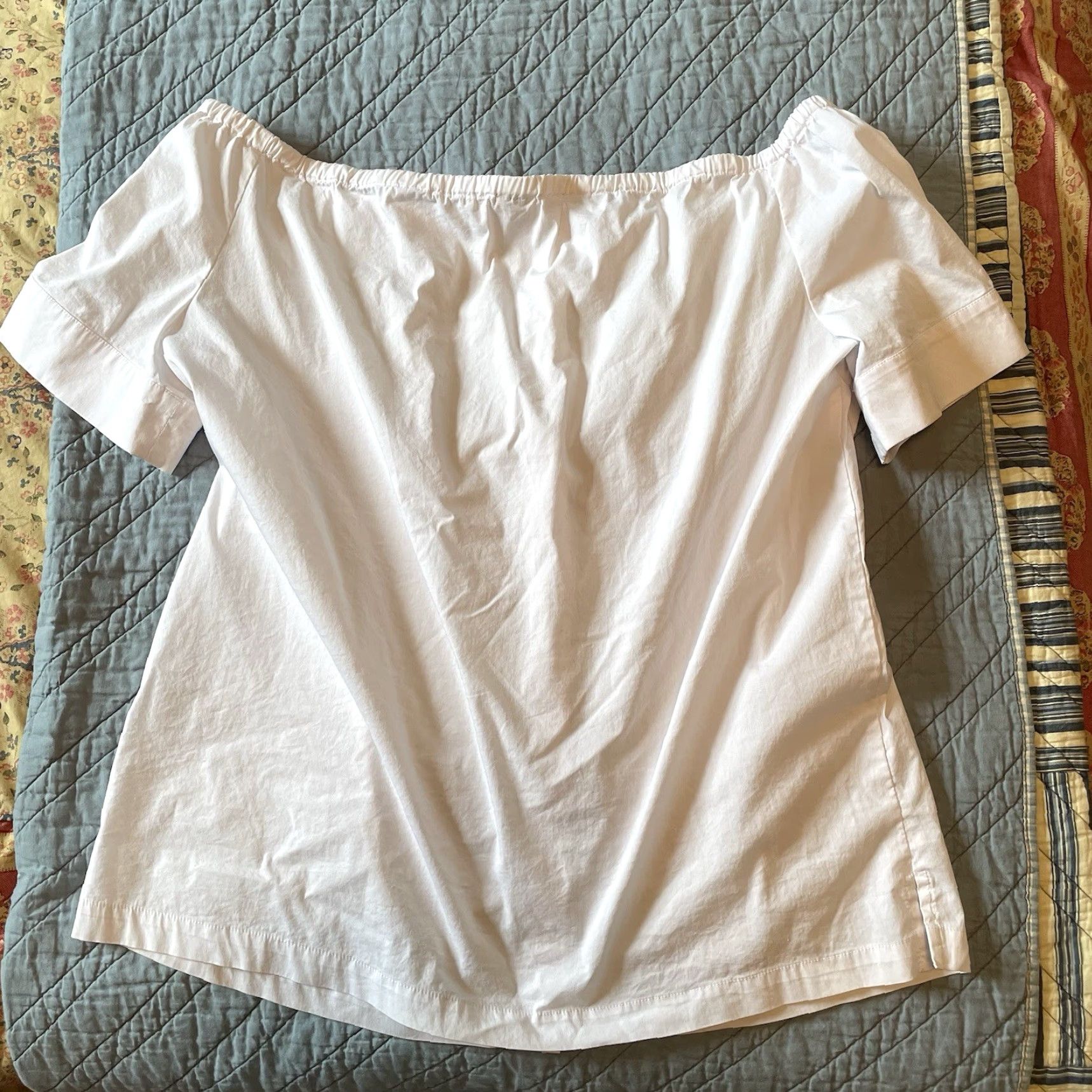 Anne Klein VINTAGE ANNE KLEIN Women's XL White Cotton Off Shoulder Top Buttons Breezy Cottagecore Size XL / US 12-14 / IT 48-50 - 4 Thumbnail
