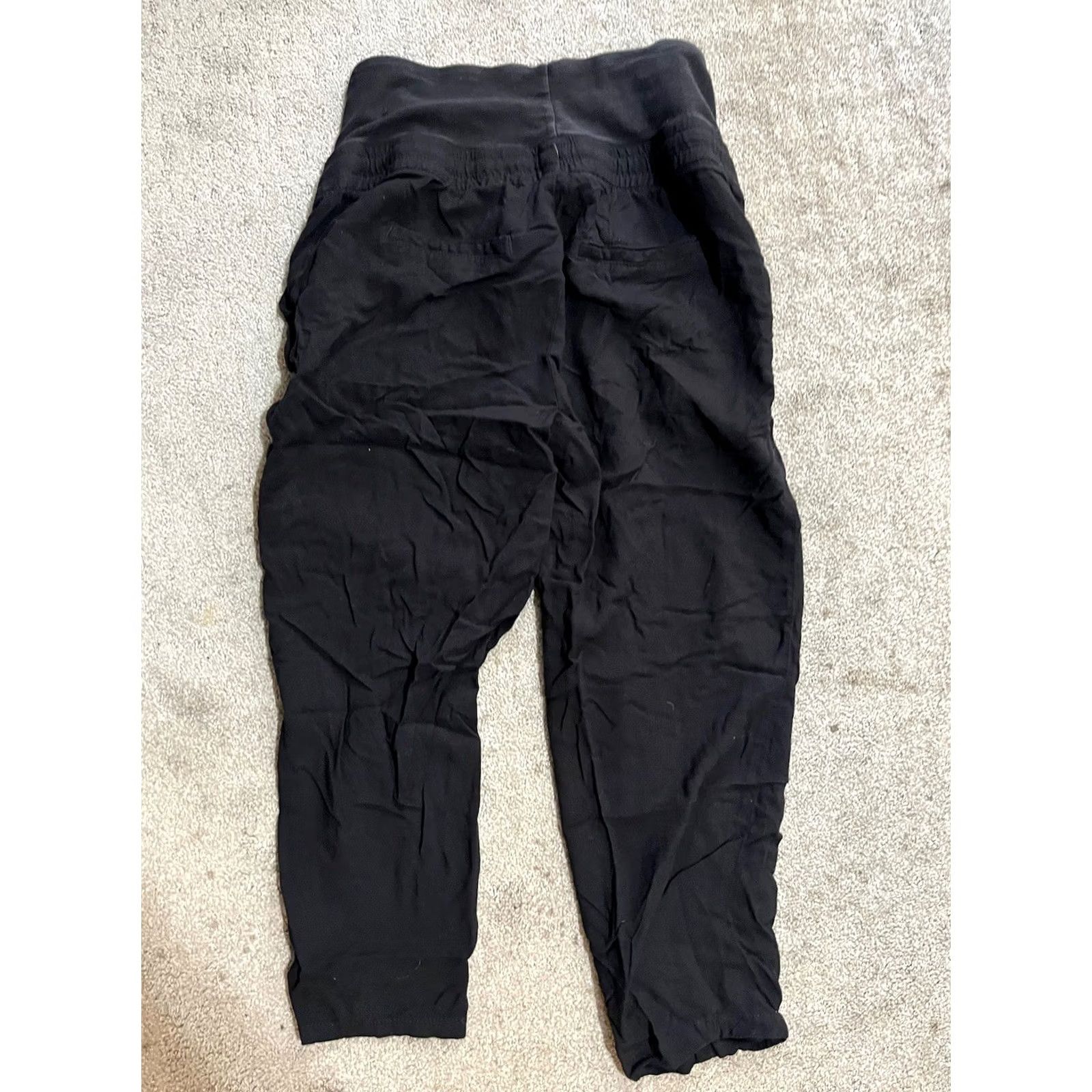 H&M H&M Mama Jersey Pants Womens S Black Straight Leg Smocked Waist Pockets US Size S / US 4 / IT 40 - 3 Thumbnail