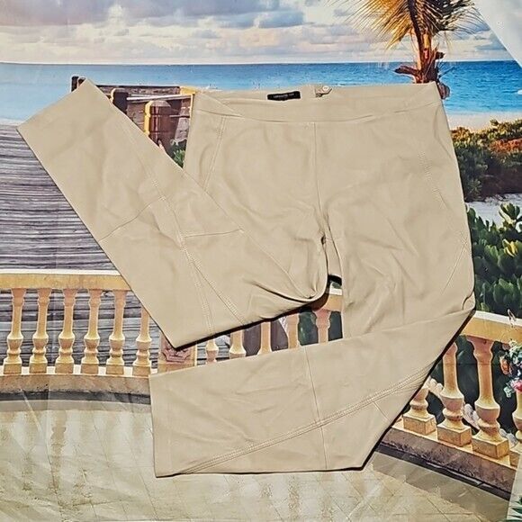 Lafayette 148 Lafayette 148 New York Cream Beige Leather Pants Size Large Size 34" / US 12 / IT 48 - 3 Thumbnail