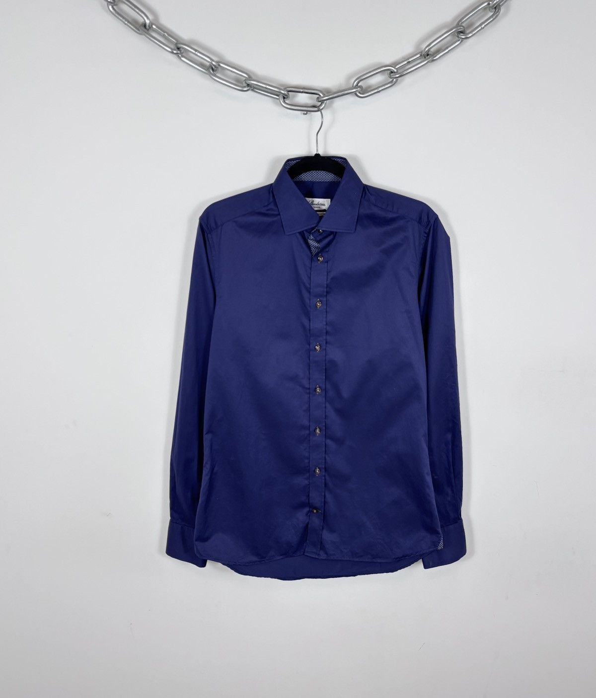 Strenstroms Stenstroms Men’s Slimline Navy Blue Dress Button Up Shirt Size US M / EU 48-50 / 2 - 1 Thumbnail