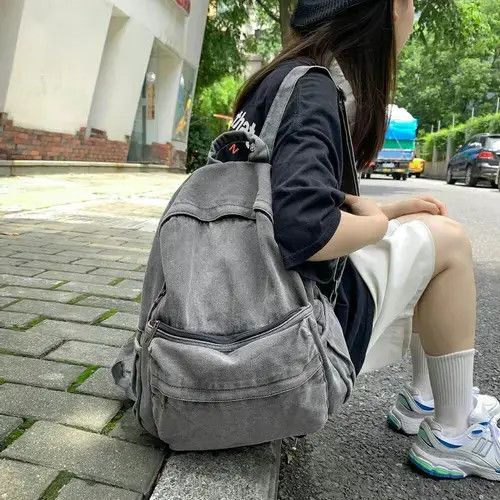 Japanese Brand Washed Denim Casual Bagpack Size ONE SIZE - 5 Thumbnail
