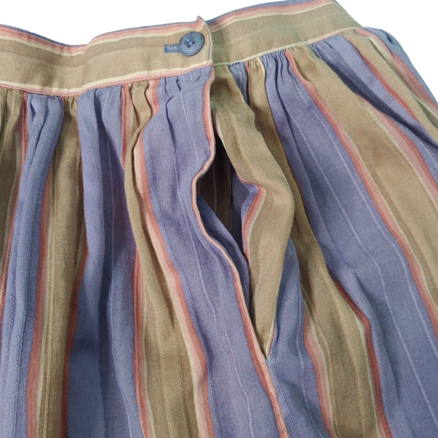 Pinko VINTAGE Prophecy Midi Skirt Size 12 Purple Tan Pink Striped Woven Cotton Casual Womens Size 34" / US 12 / IT 48 - 4 Thumbnail