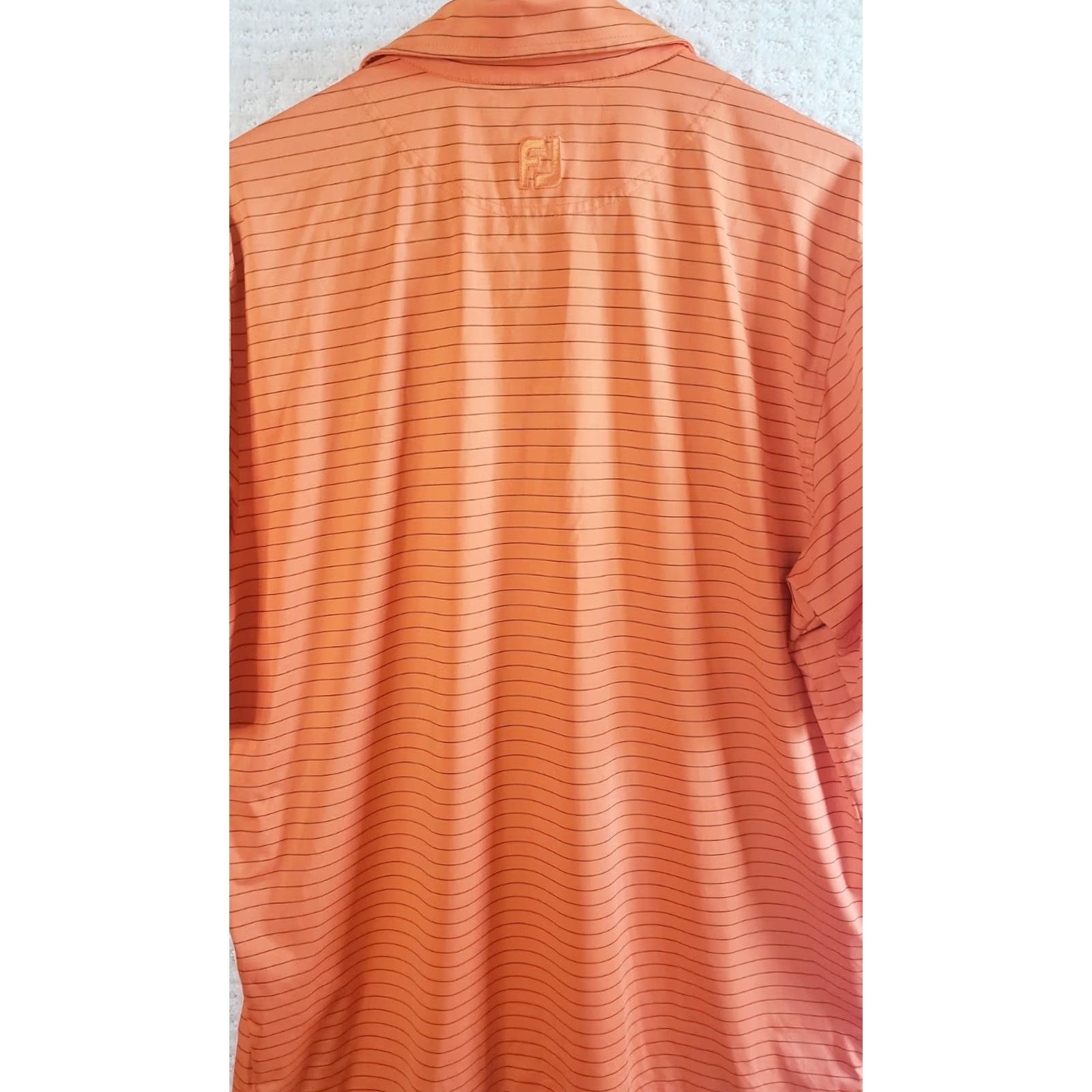 Footjoy FootJoy Polo Shirt Mens Medium Orange Black Striped Golfing Outdoor FJ Back Logo Casual Golf Apparel Size US M / EU 48-50 / 2 - 6 Thumbnail