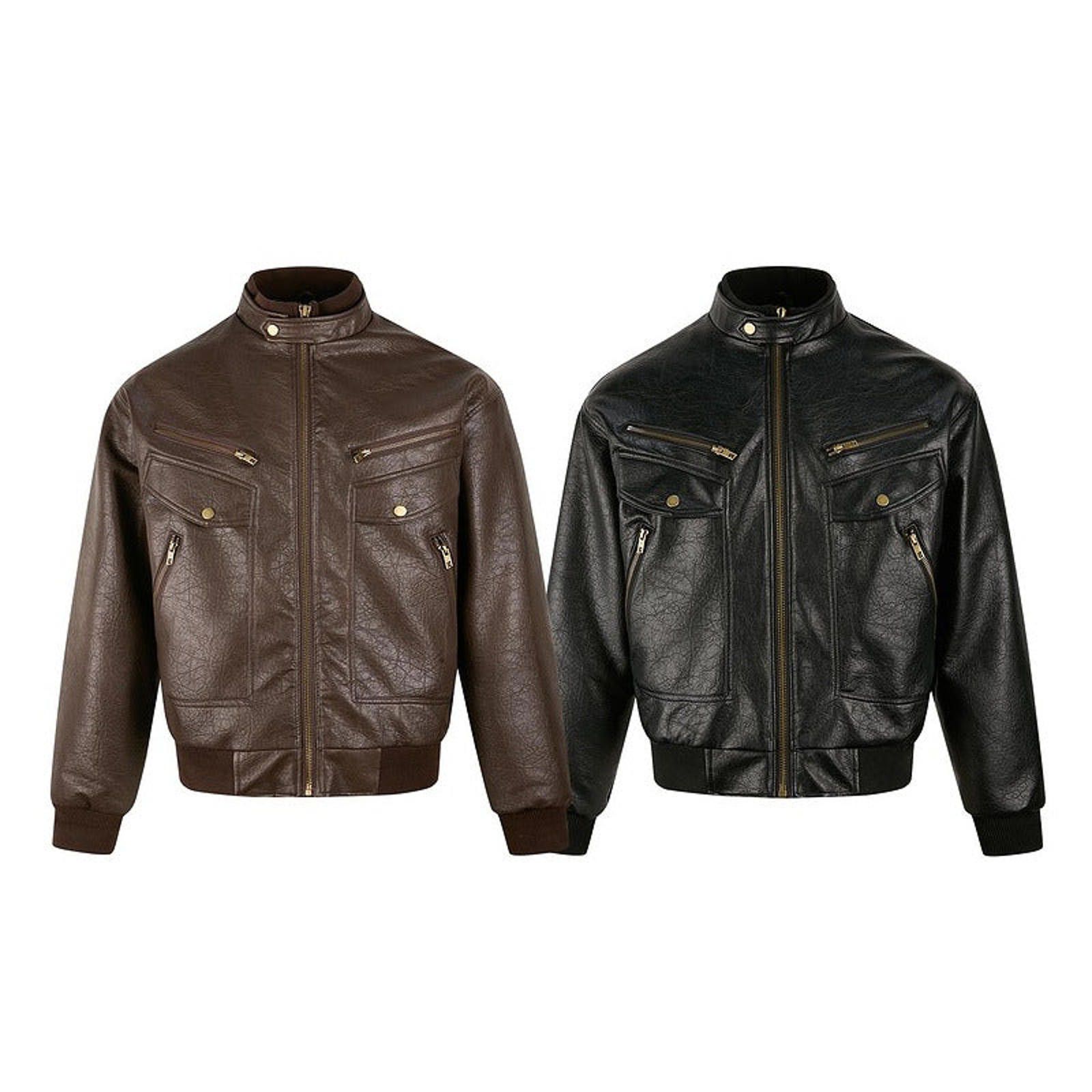 Leather Faux Leather Bomber Jackets, Zip Pockets Size US M / EU 48-50 / 2 - 3 Thumbnail