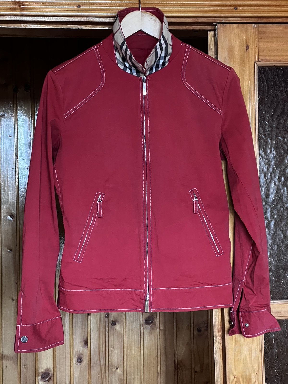 Burberry London Check collared red jacket