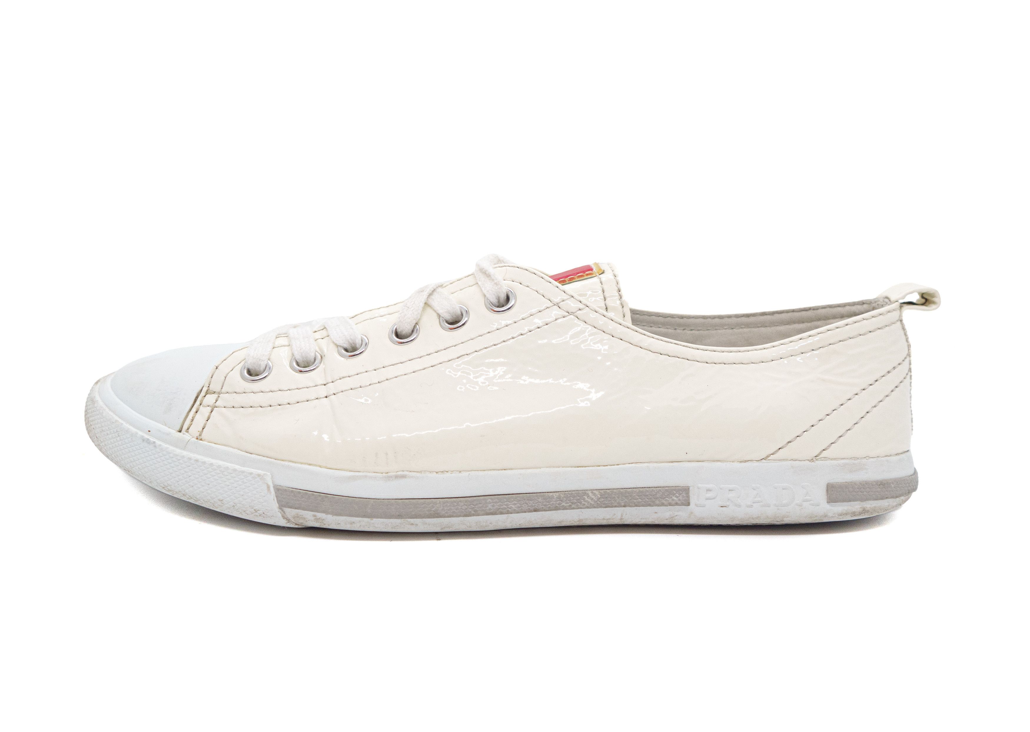 Prada Sport Red Tab Patent Leather Distressed Keds Size US 7.5 / IT 37.5 - 1 Thumbnail