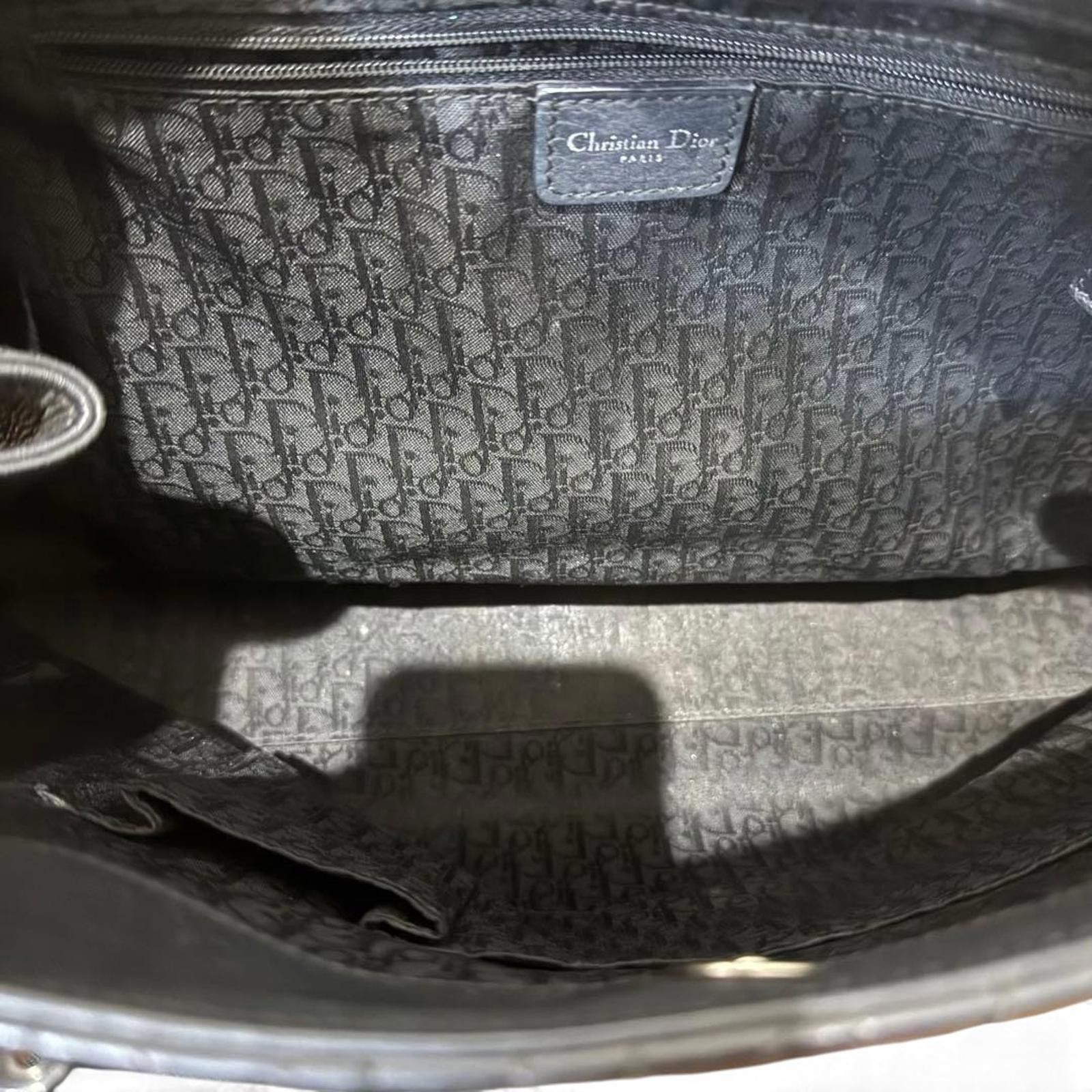 Dior Dior - Black Leather Handbag with Silver 'D' Buckles Size ONE SIZE - 7 Thumbnail