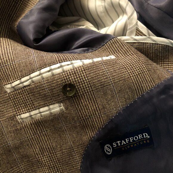 Stafford STAFFORD men's 100%wool blazer sport coat jacket size: 42L Size 42L - 6 Thumbnail