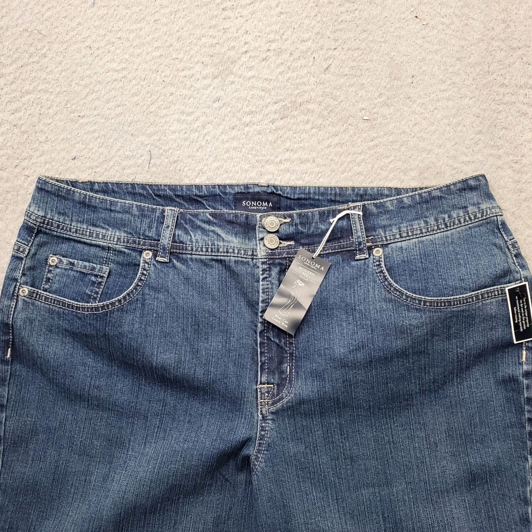 Vintage Sonoma Jeans Womens 16 Blue Denim Bootcut Modern Regular Stretch Low Rise Outdoor Jeans Size 38" / US 16 / IT 52 - 7 Thumbnail