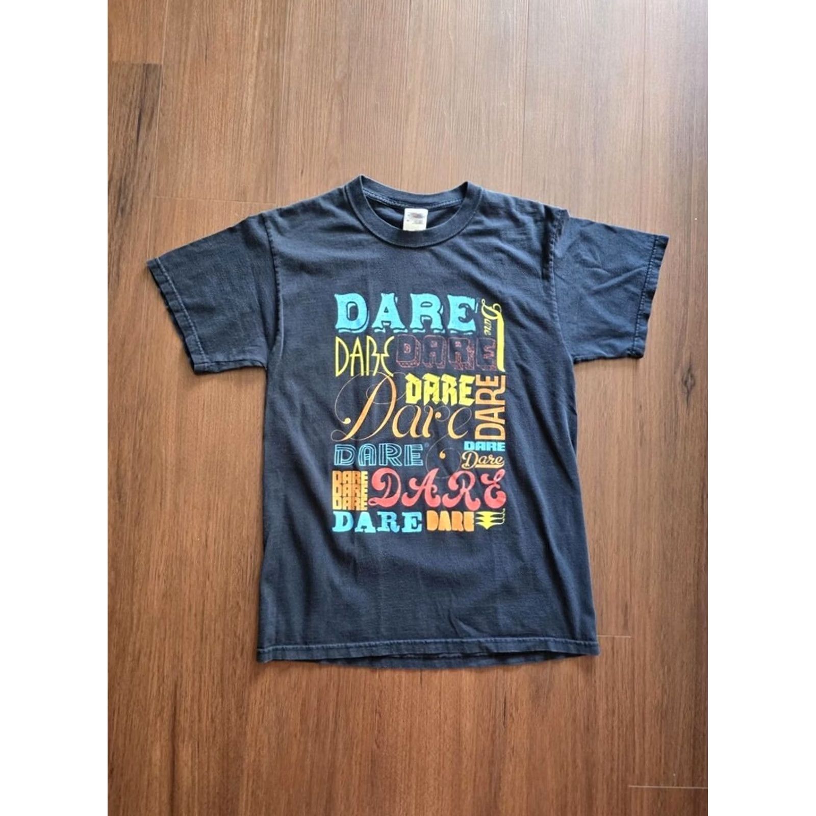 Fruit Of The Loom vintage Dare t-shirt Grunge Teacher Adult Medium Crew Neck Black Fruit of the Loom 90s Nostalgia Logo Mens Size US M / EU 48-50 / 2 - 3 Thumbnail