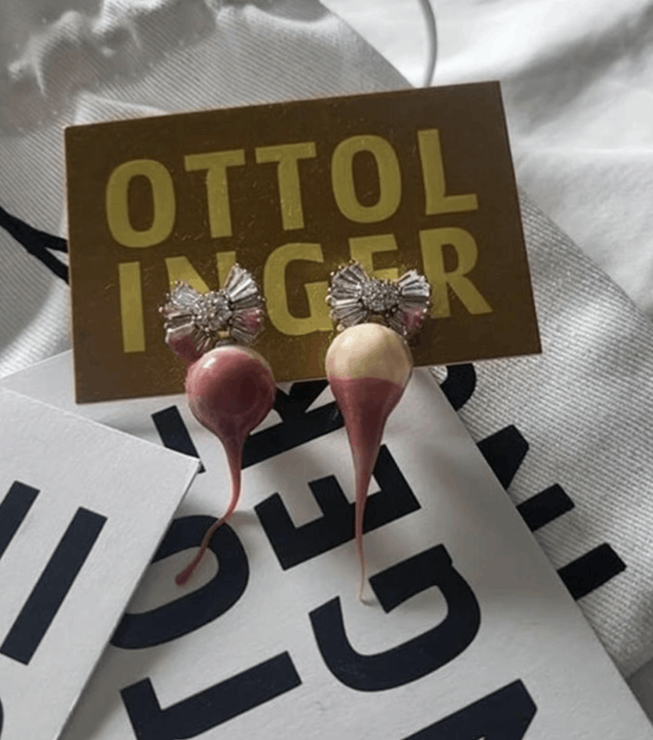 Ottolinger Ottolinger drip earrings - pink and cream Size ONE SIZE - 1 Thumbnail