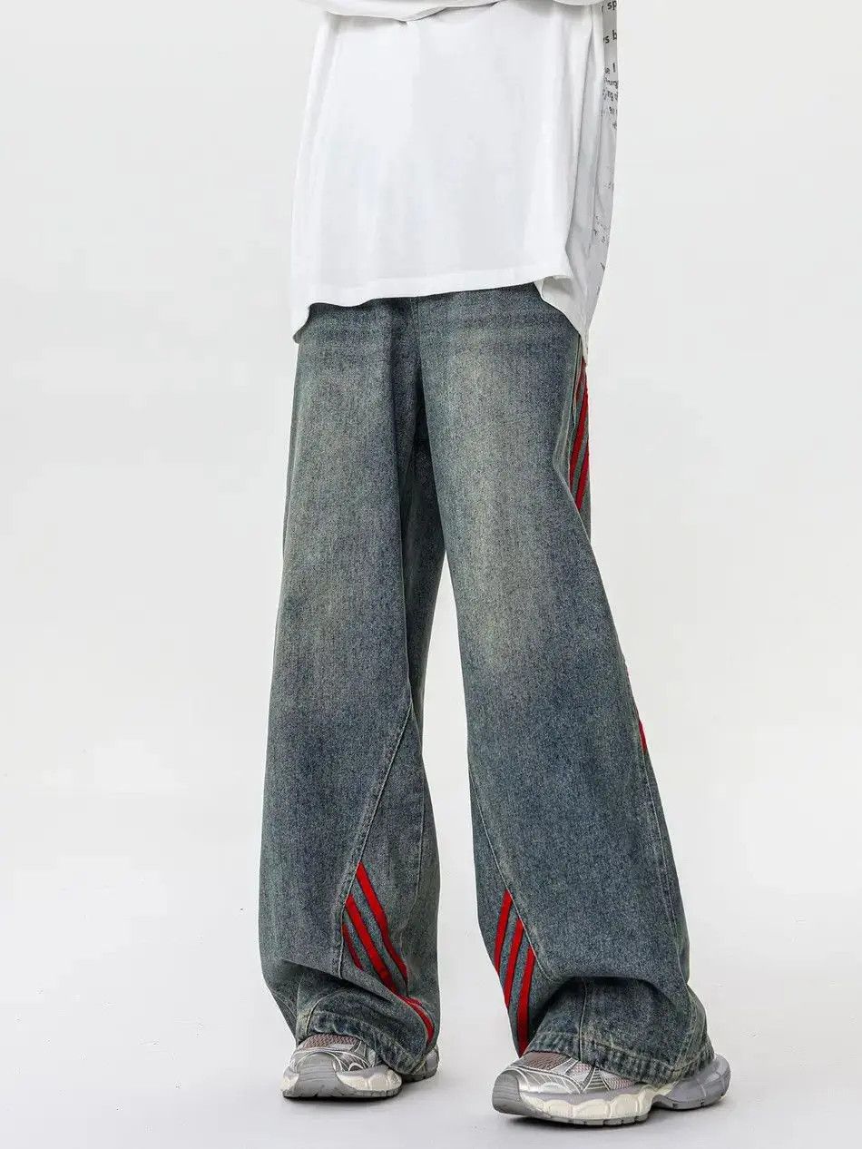 Japanese Brand Retro loose fit patchwork wide leg jeans Size US 32 / EU 48 - 3 Thumbnail
