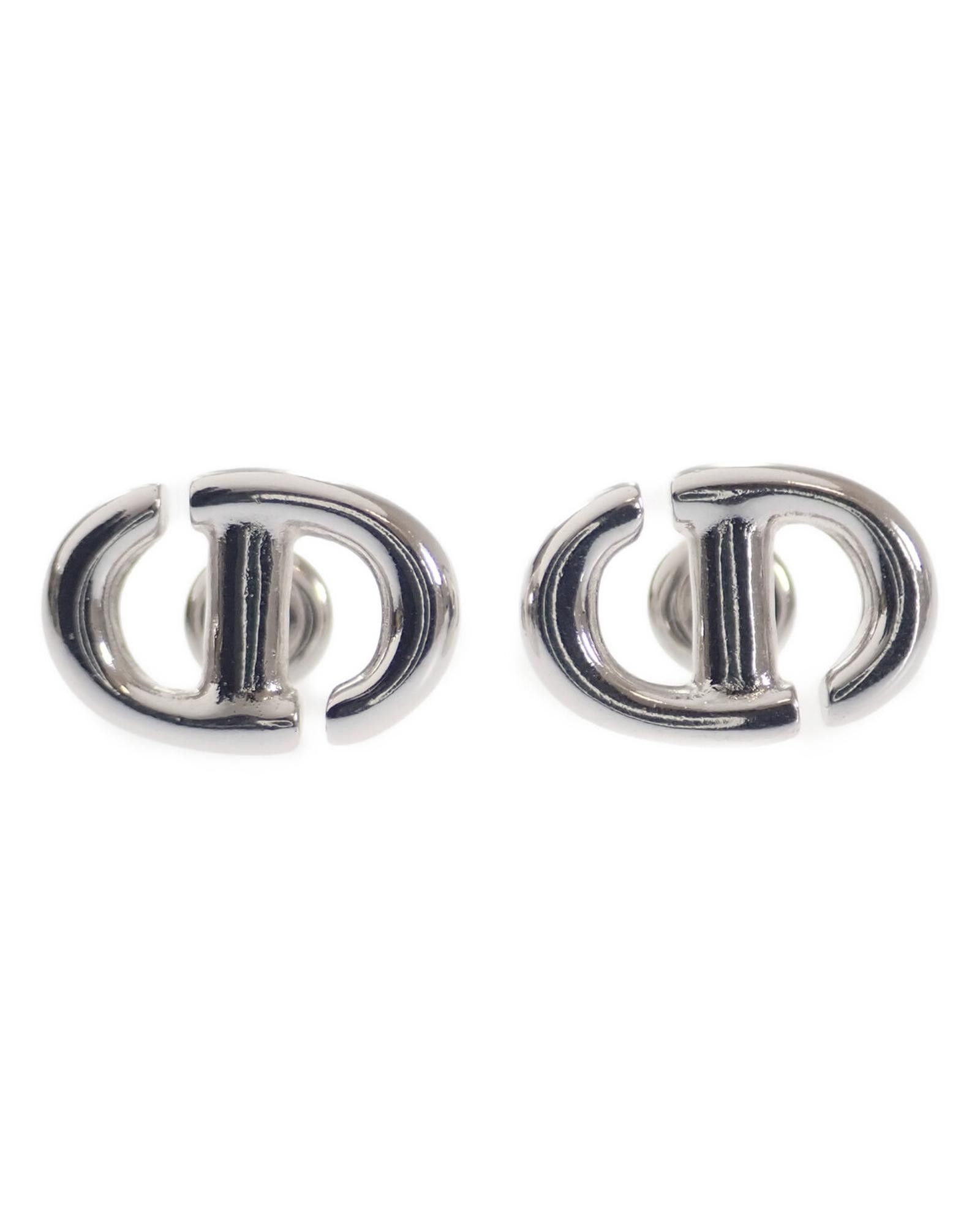 image of Dior Silver Navy Stud Earrings With Intricate Detailing, Women's
