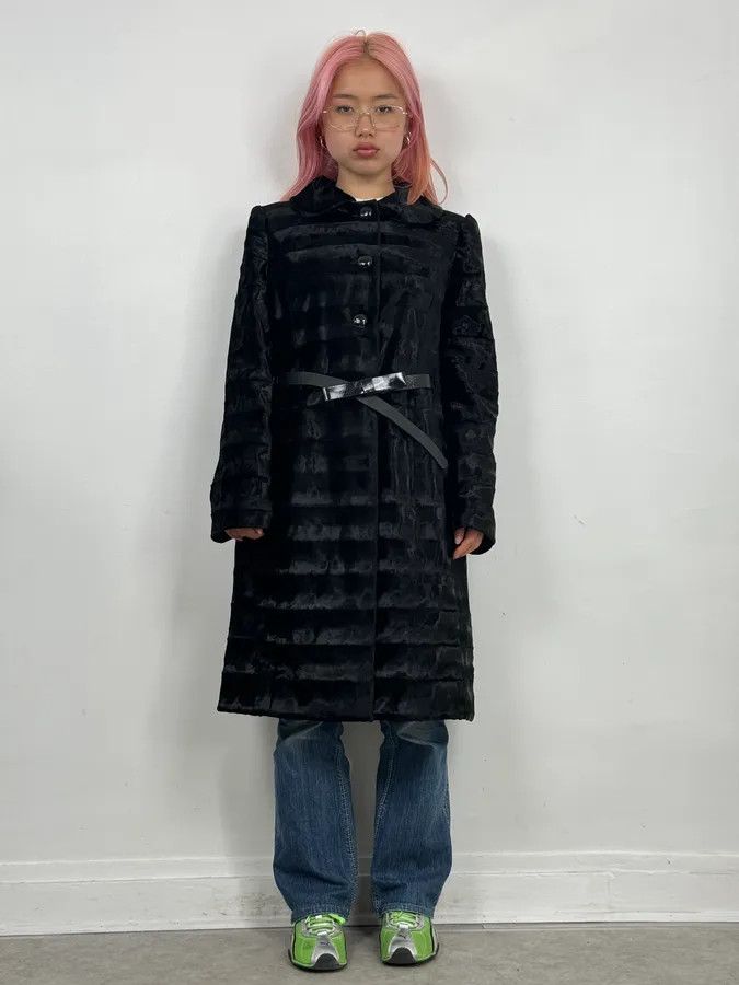 Armani Collezioni FW2009 Armani Collezioni Black Faux Fur Textured Long Coat Size M / US 6-8 / IT 42-44 - 2 Thumbnail
