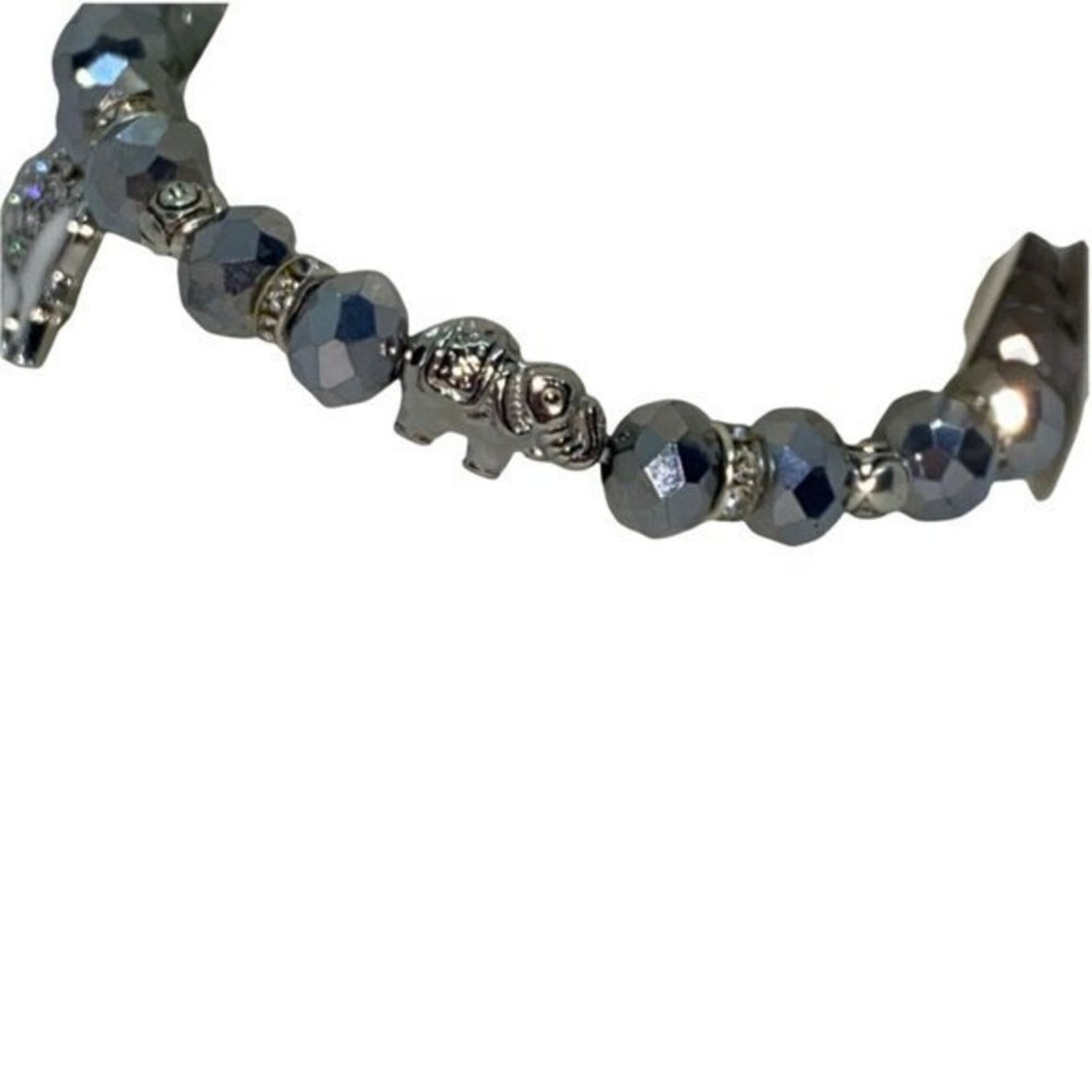 Other NWT Silver Beaded Silver-Tone Elephant Stretch Bracelet Size ONE SIZE - 3 Thumbnail