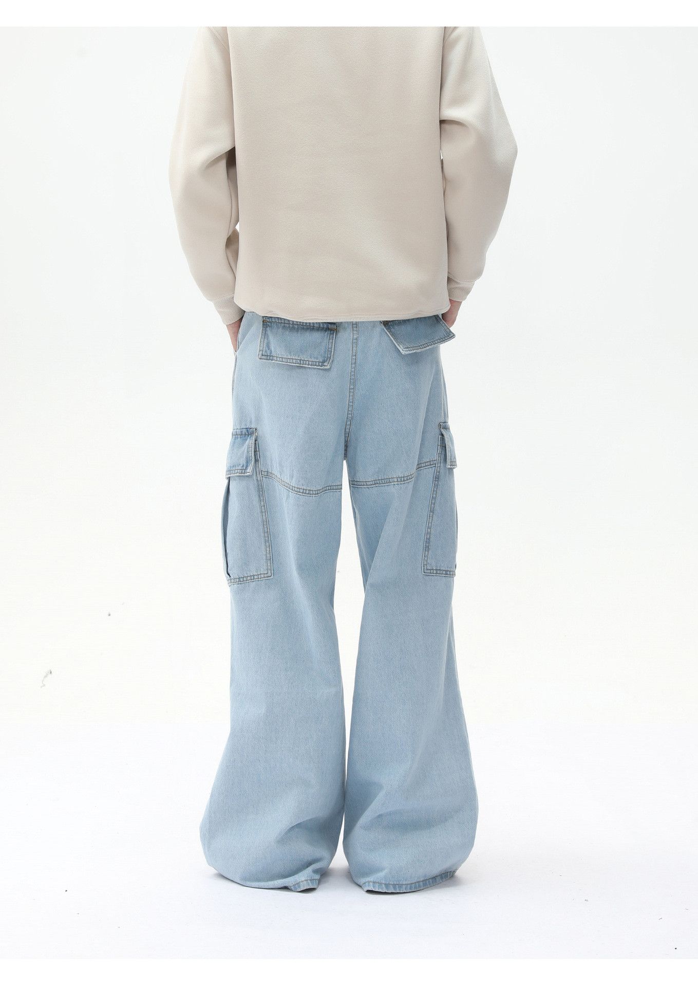 Jean High street heavy-duty stitching multi-pocket work jeans Size US 32 / EU 48 - 4 Thumbnail
