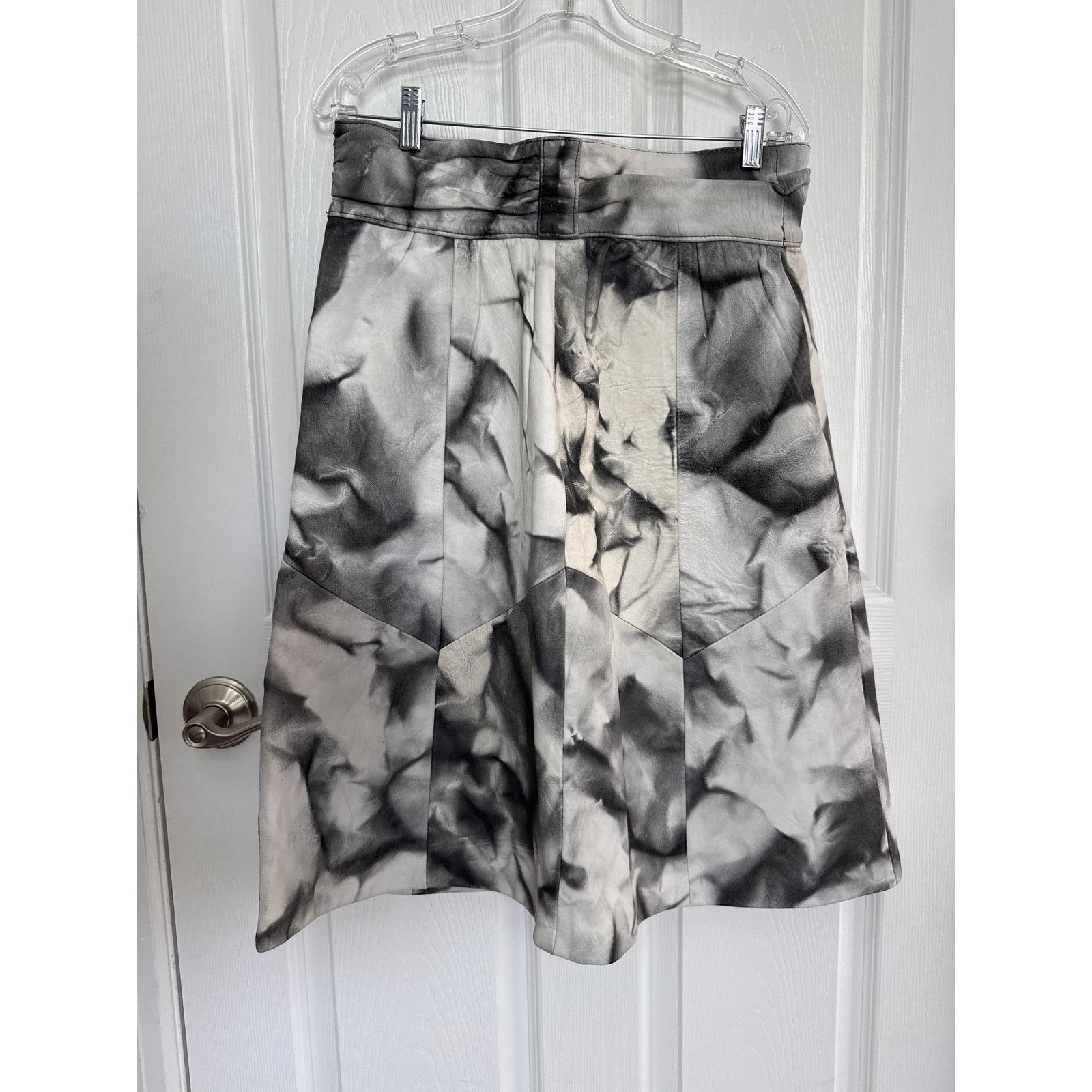 Vintage 1980s Black White Leather Patchwork A-Line Skirt M Size 30" / US 8 / IT 44 - 9 Thumbnail