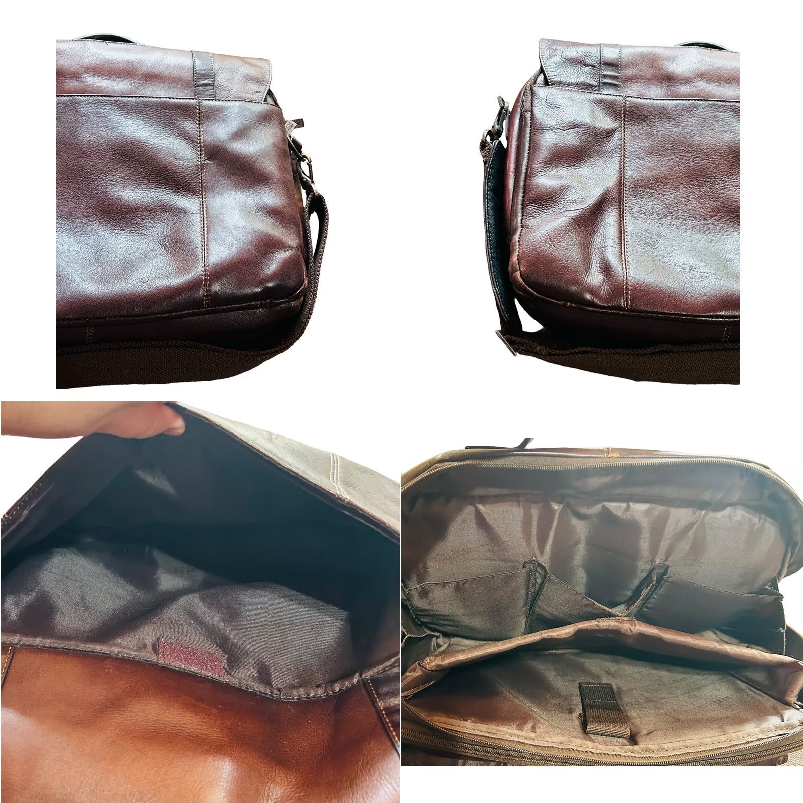 Kenneth Cole KENNETH COLE REACTION Show Business Messenger Briefcase Laptop Bag Leather Bag Brown Leather 17 in 14 in 4 in Mens Large Size ONE SIZE - 10 Thumbnail