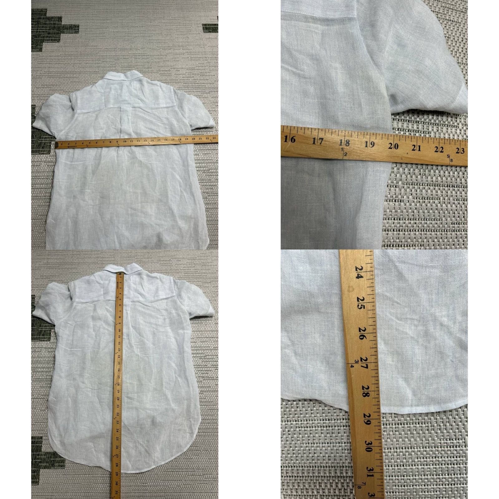 Theory Theory Shirt Womens Small White Linen Curved Hem Button Up Size S / US 4 / IT 40 - 8 Thumbnail
