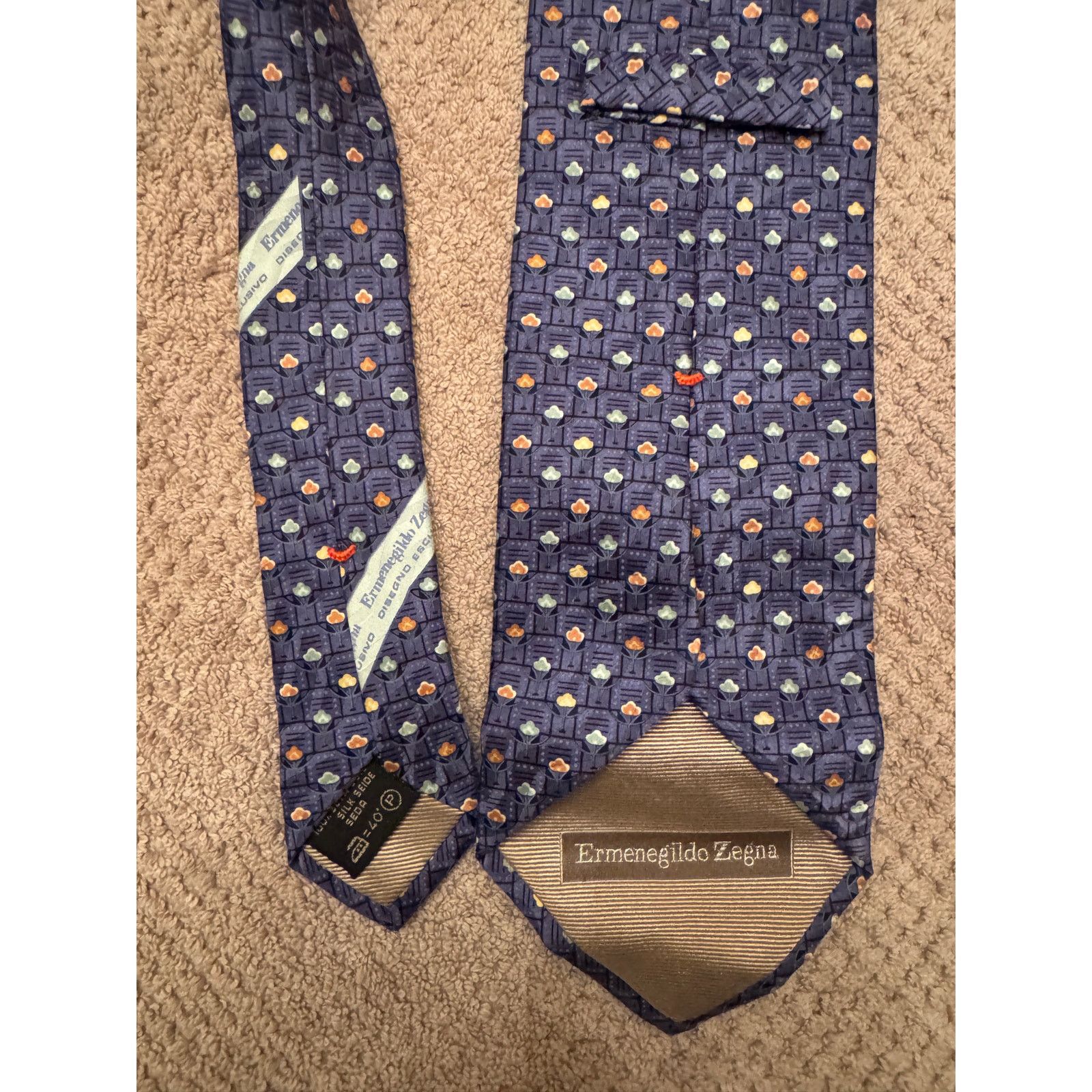 Ermenegildo Zegna Italy Ermenegildo Zegna Beautiful Blue Floral 100% Silk Tie Size ONE SIZE - 1 Thumbnail