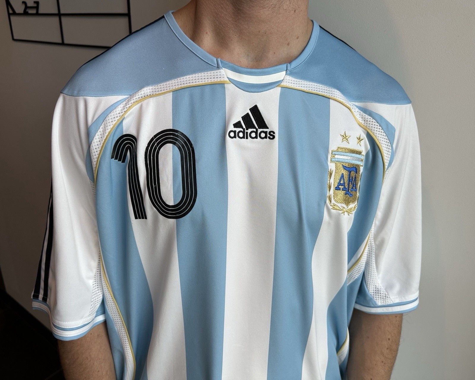 Adidas Vintage Argentina 2006/2007 Home Jersey Soccer Riquelme Size US XL / EU 56 / 4 - 4 Thumbnail