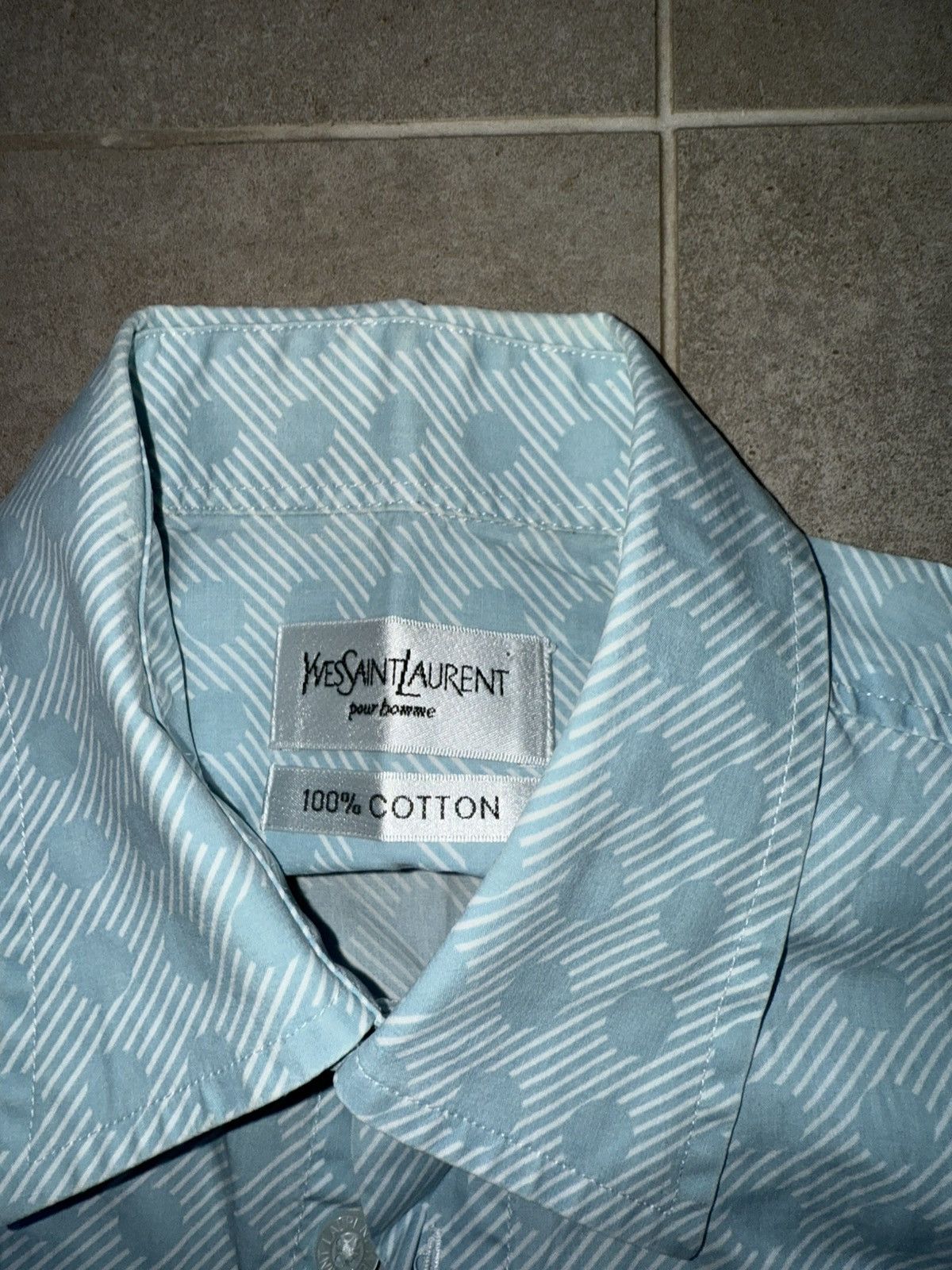 Yves Saint Laurent YSL S/S Blue Shirt Size US S / EU 44-46 / 1 - 3 Thumbnail