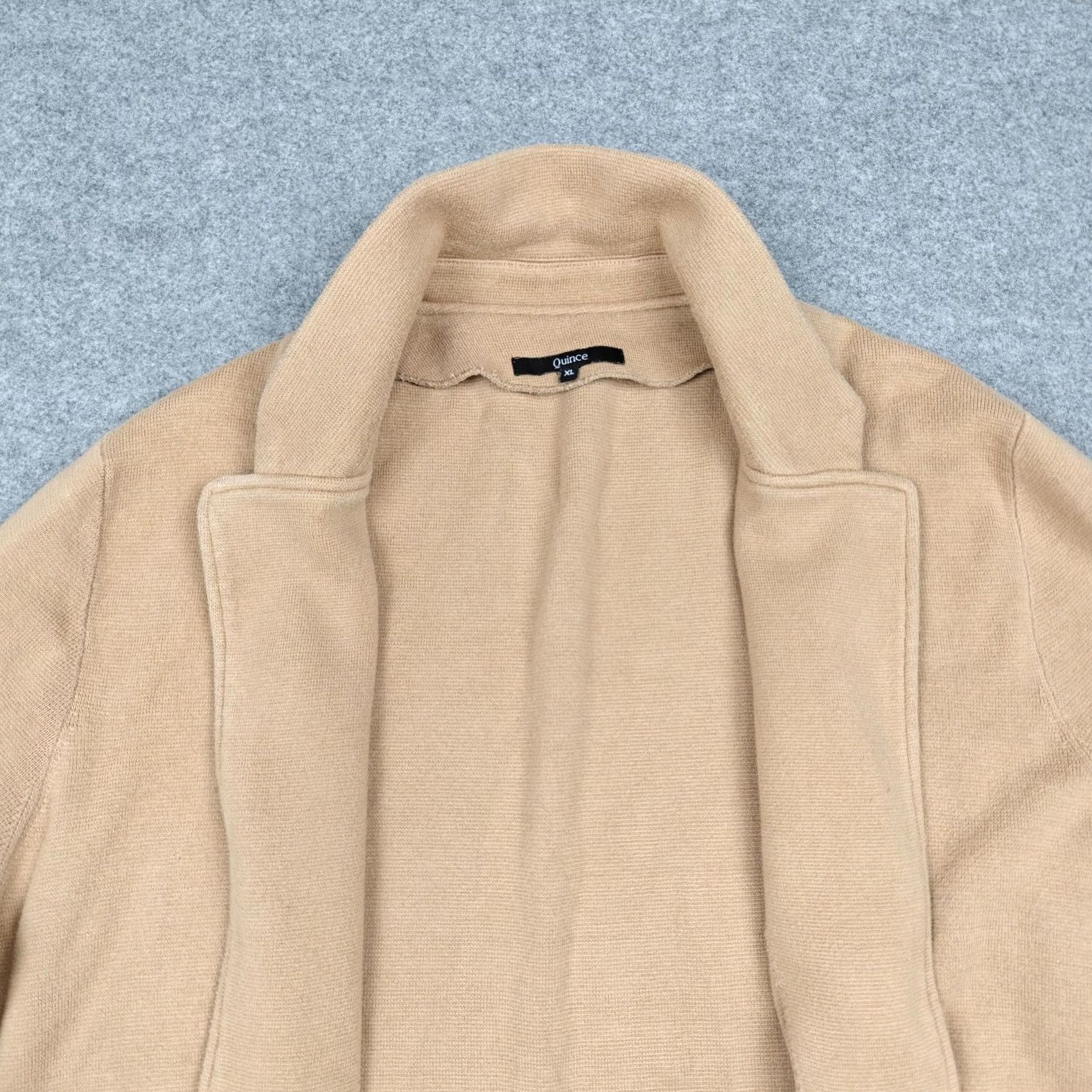 Quince Quince Womens XL Beige Organic Cotton Knit Open Front Jacket Cardigan Size XL / US 12-14 / IT 48-50 - 3 Thumbnail