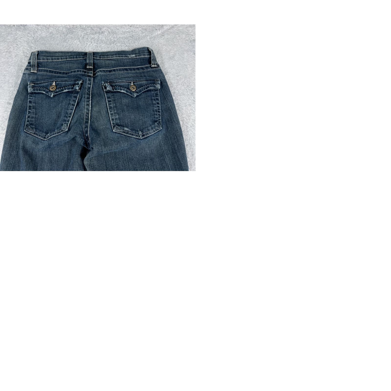 Vintage Karen Kane Jeans Womens 6 Blue Denim Flared Low Rise 27x30 Cotton Blend Size 28" / US 6 / IT 42 - 10 Thumbnail