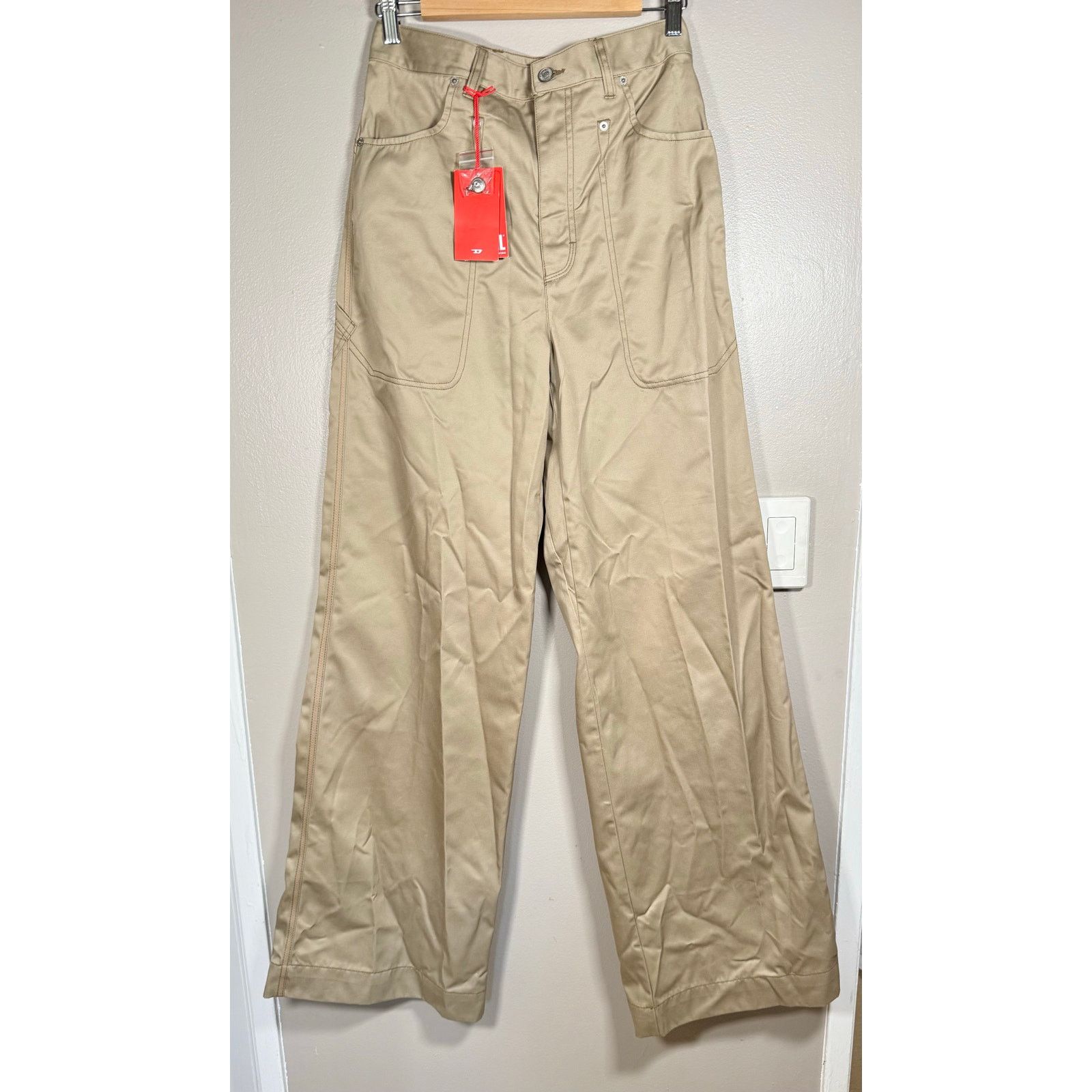 Diesel NWT Diesel High waisted P-Bistro Wide Leg Pants $225 size 28 Size 28" / US 6 / IT 42 - 4 Thumbnail