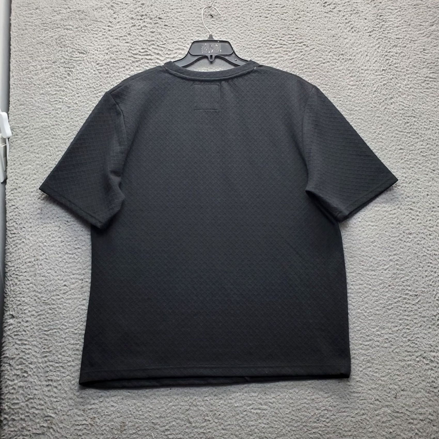 Ike Behar IKE BEHAR T SHIRT Womens XL Black Textured Diamond Weave Short Sleeve Crew Neck Size XL / US 12-14 / IT 48-50 - 2 Thumbnail