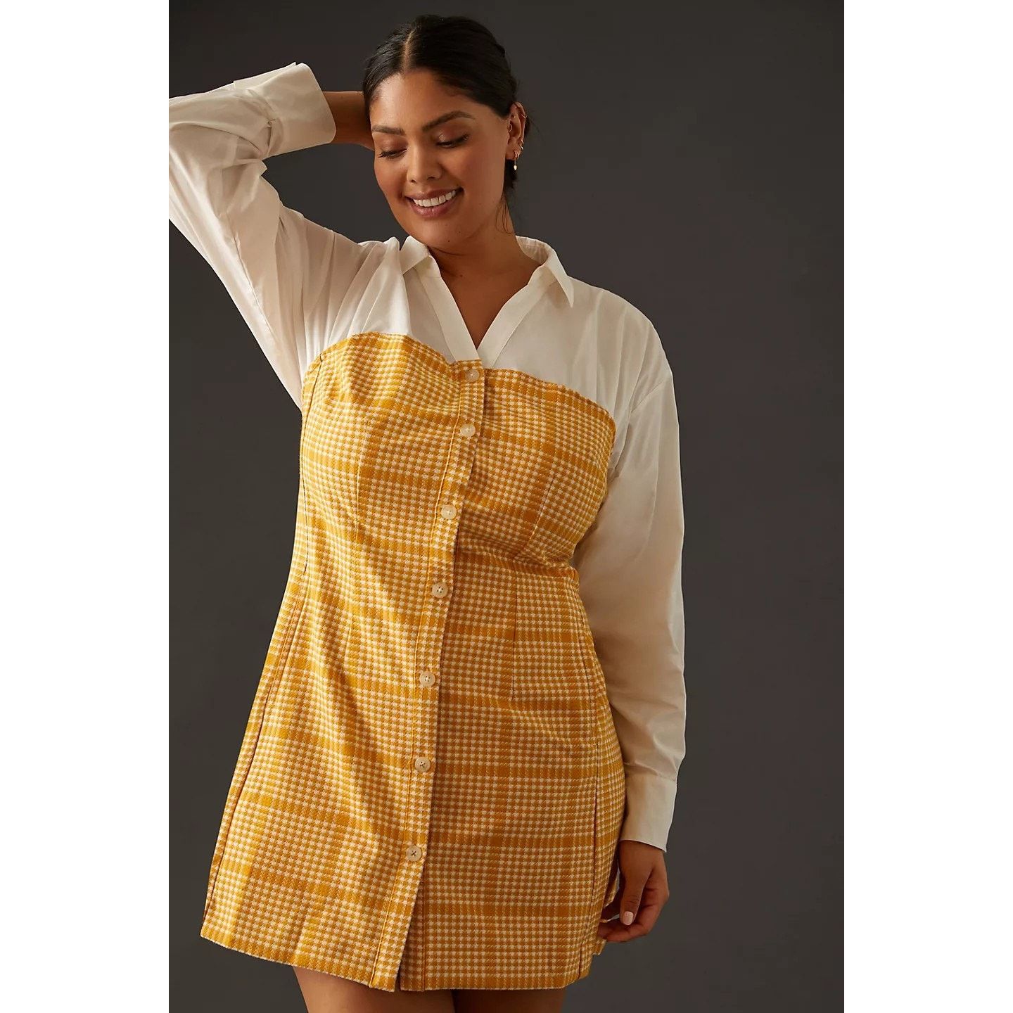 Anthropologie New Anthropologie Maeve Knit Twofer Mini Dress $170 Gold Size XXL / US 16-18 / IT 52-54 - 1 Thumbnail