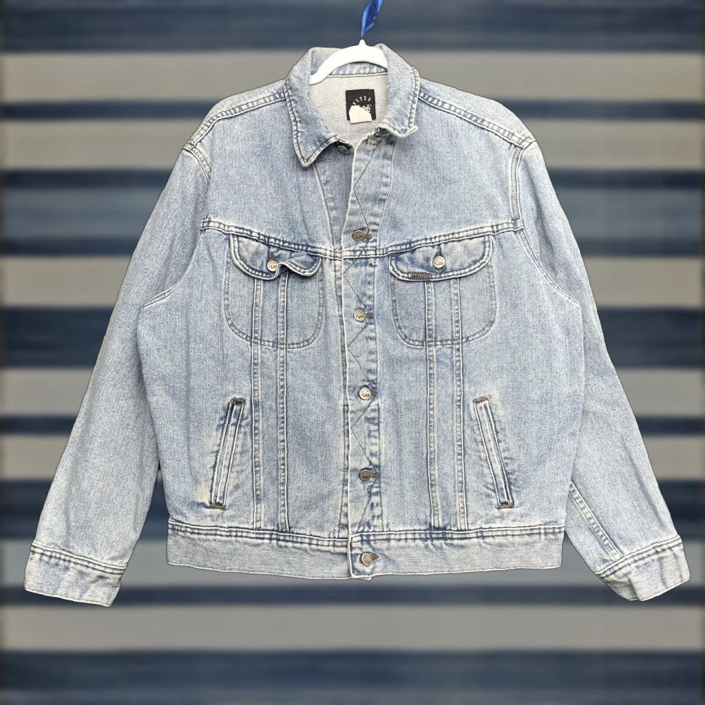Lee VINTAGE Lee Riveted Jacket Mens Large Blue Denim Button Bomber Workwear Trucker Size US L / EU 52-54 / 3 - 1 Thumbnail