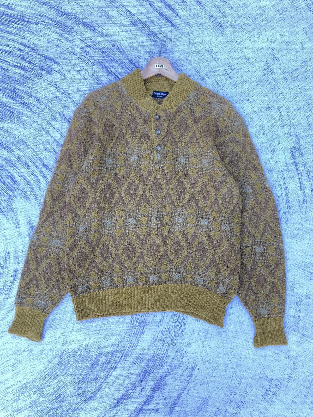 Aran Isles Knitwear Vintage British Piper Shaggy Knit Polo Fleece Size US M / EU 48-50 / 2 - 1 Thumbnail