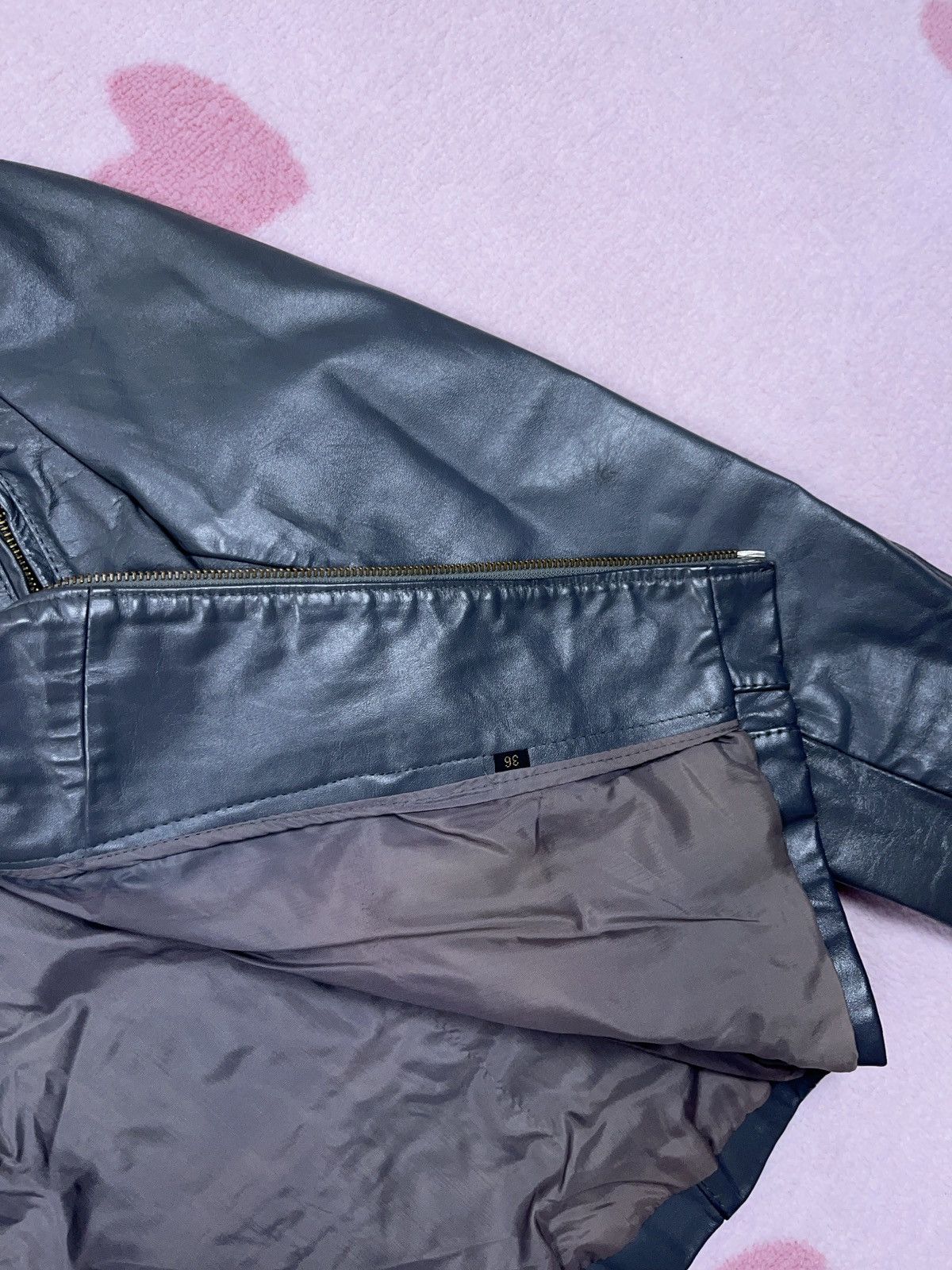 Genuine Leather ➕ vintage 80s/90s multi zip ramones leather gray jacket Size XS / US 0-2 / IT 36-38 - 6 Thumbnail