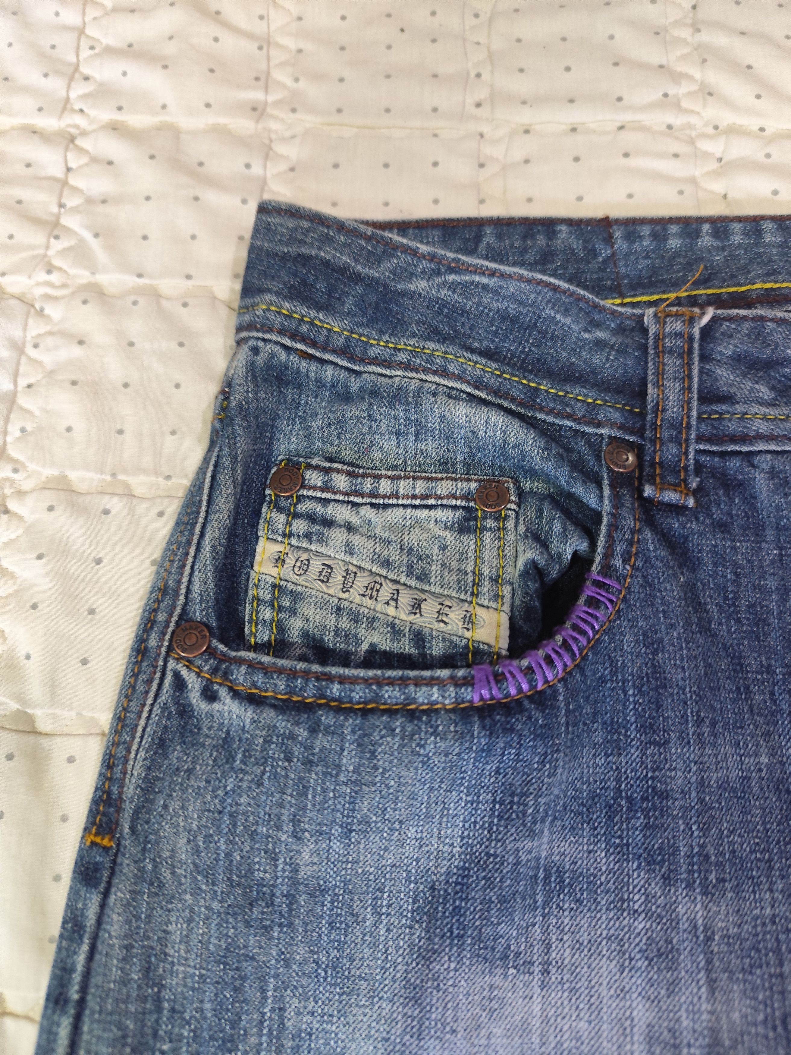 Japanese Brand Vintage Bodymaker Loose Washed Denim J018 Size 31" - 4 Thumbnail