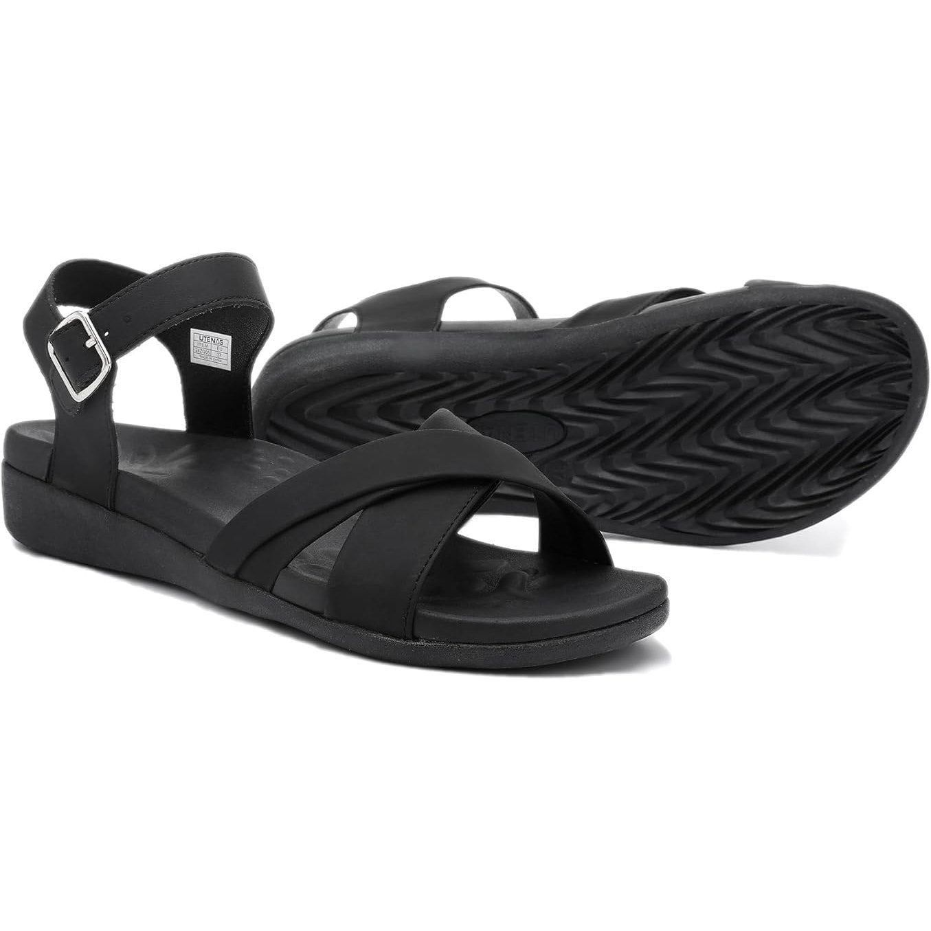 Other Utenag Women's 9.5 Black Open Toe Comfort Flat Sandals Size US 9.5 / IT 39.5 - 4 Thumbnail